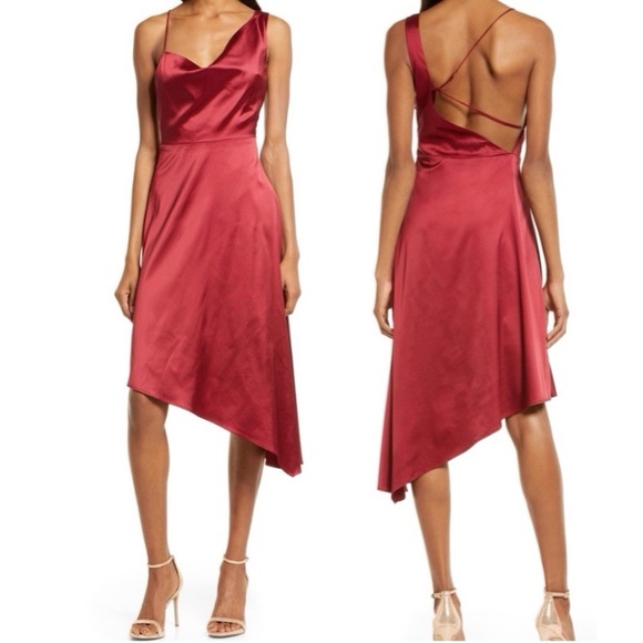 ❤️LULUSWine Sereno Cowl Neck Satin Midi Dress - Picture 7 of 11